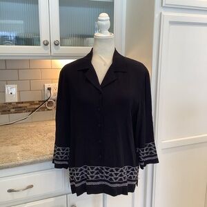 Black White Embroidered Button Up by Stitches Size 14 Australia Design